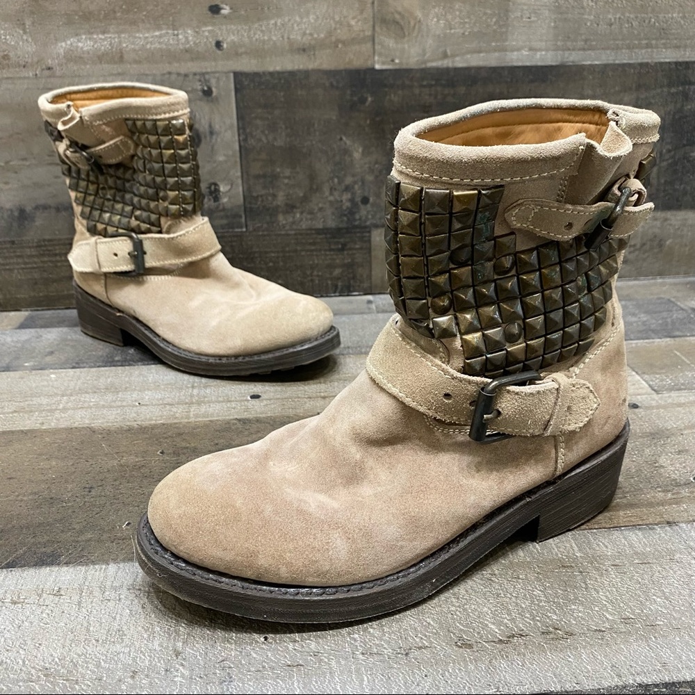 ASH Titan Womens Tan Suede Studded Boots Size 37.5